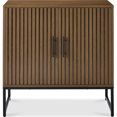 Best Choice Products 2-Door Slatted   Storage Cabinet, Accent Furniture w/ Non-Scratch Foot Pads - Dark Brown