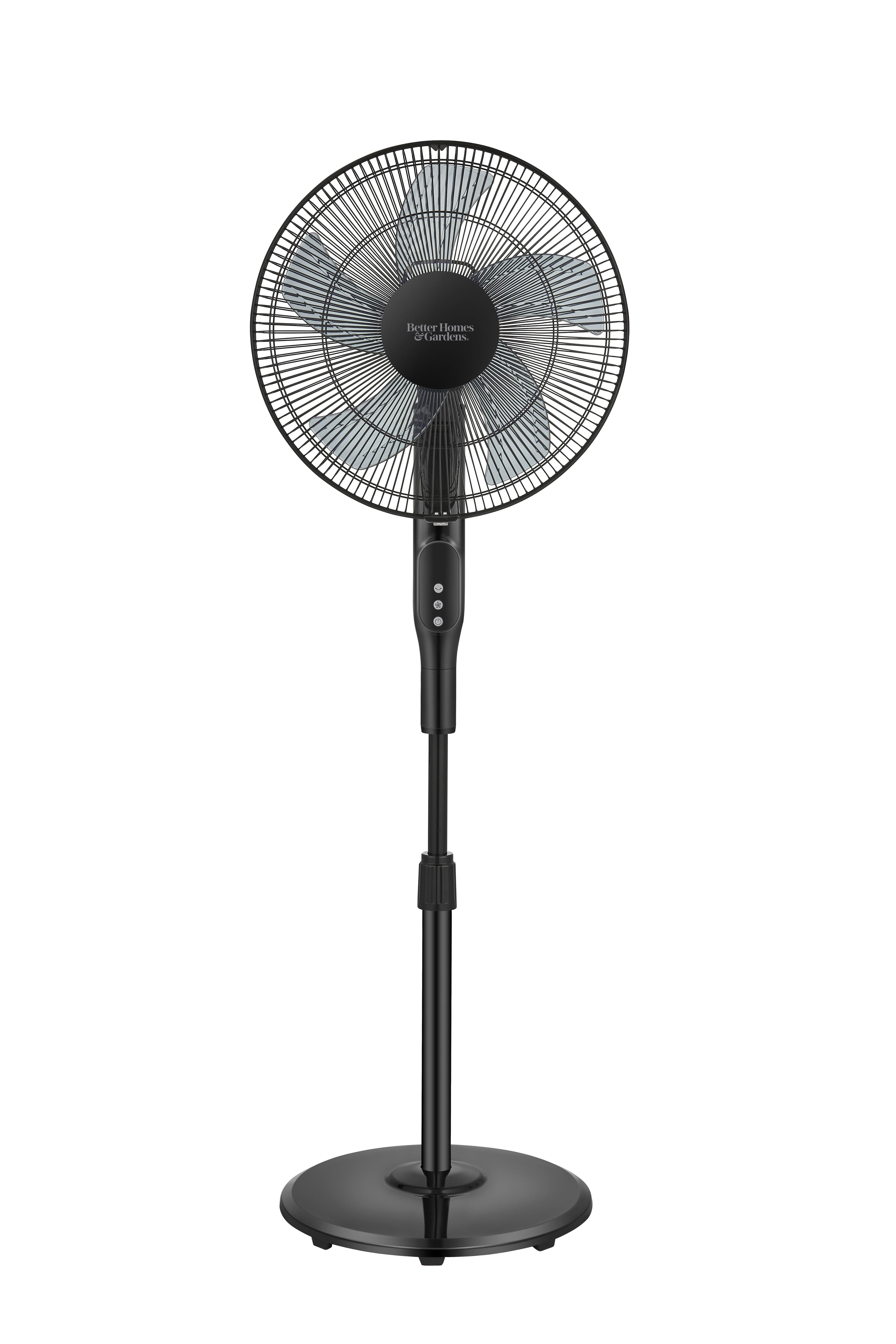 Better Homes & Gardens 16-Inch 12-Speed Black Pedestal Fan w/ Remote