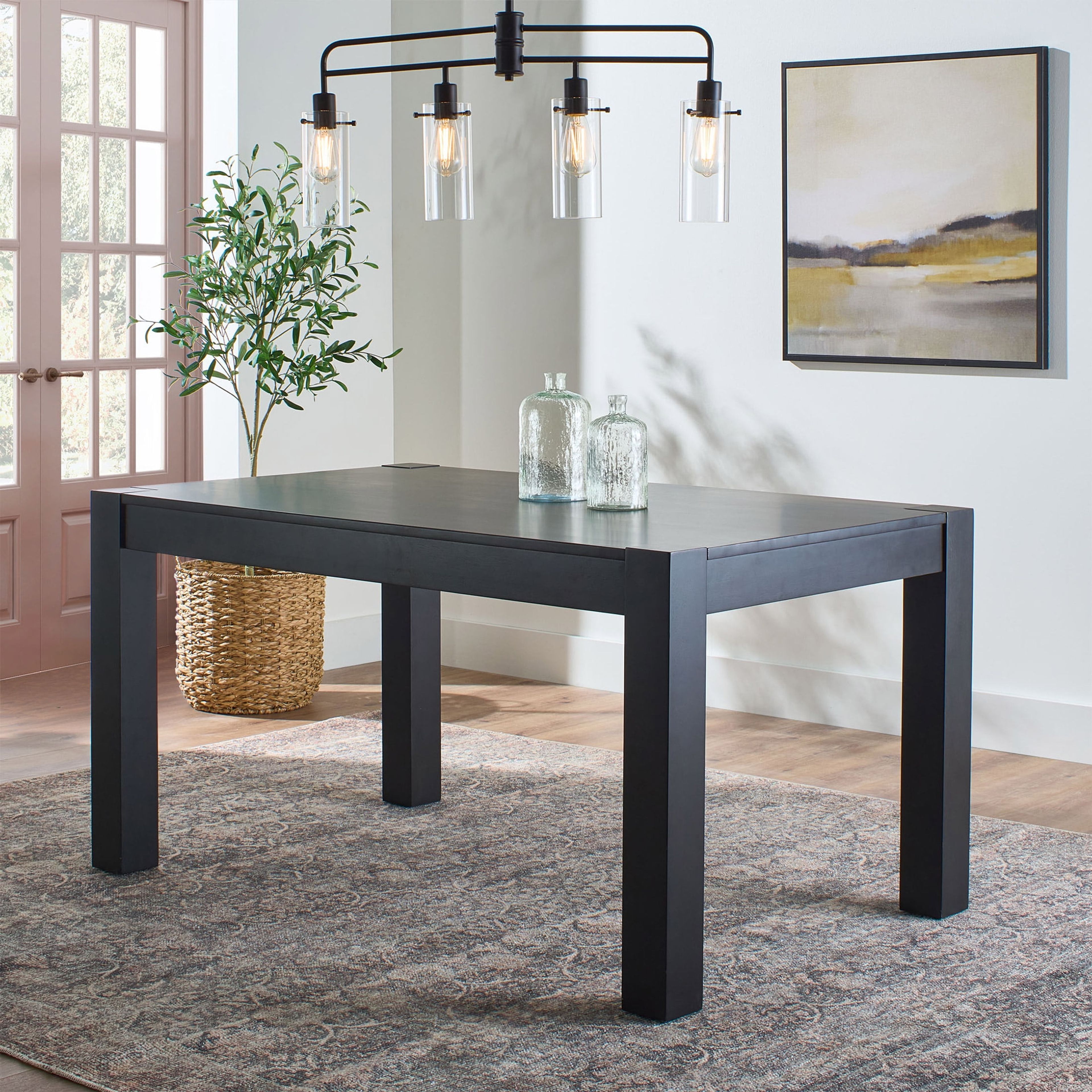Bryant 58.5in Solid Wood Dining Table, Charcoal