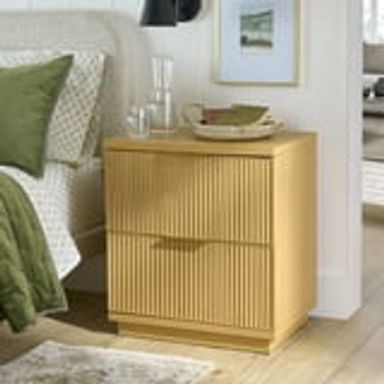 Better Homes & Gardens Lillian Fluted 2-Drawer Nightstand with USB, Natural Pine - Walmart.com