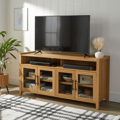 Better Homes & Gardens Reading Refined Farmhouse TV Stand for TVs up to 65", Light Honey Finish - Walmart.com