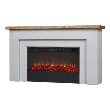 Bowery Hill 68" Wood Landscape Electric Fireplace in Venetian Gray