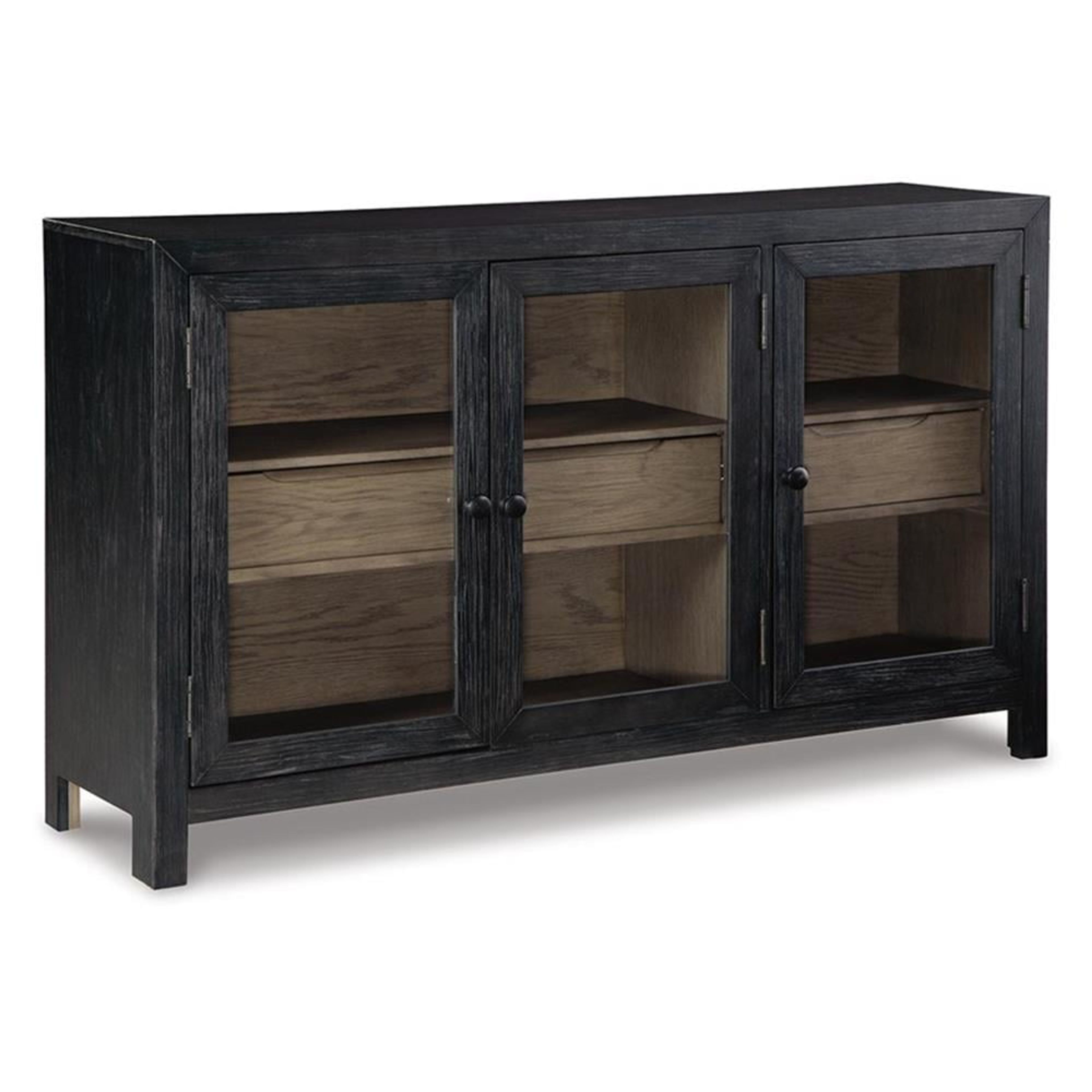 Bowery Hill Modern 3-Door Black/Warm Gray Wood Accent Cabinet