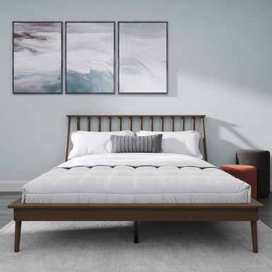 Castle Place Vintage Spindle Wooden Queen Platform Bed, Walnut