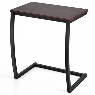 ChicCrest Coffee-Colored C-Shaped MDF & Steel End Table, Multifunctional, Space-Saving, Stable & Durable, Easy to Assemble