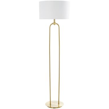 DecMode 64" Paper Clip Gold Floor Lamp with White Fabric Shade