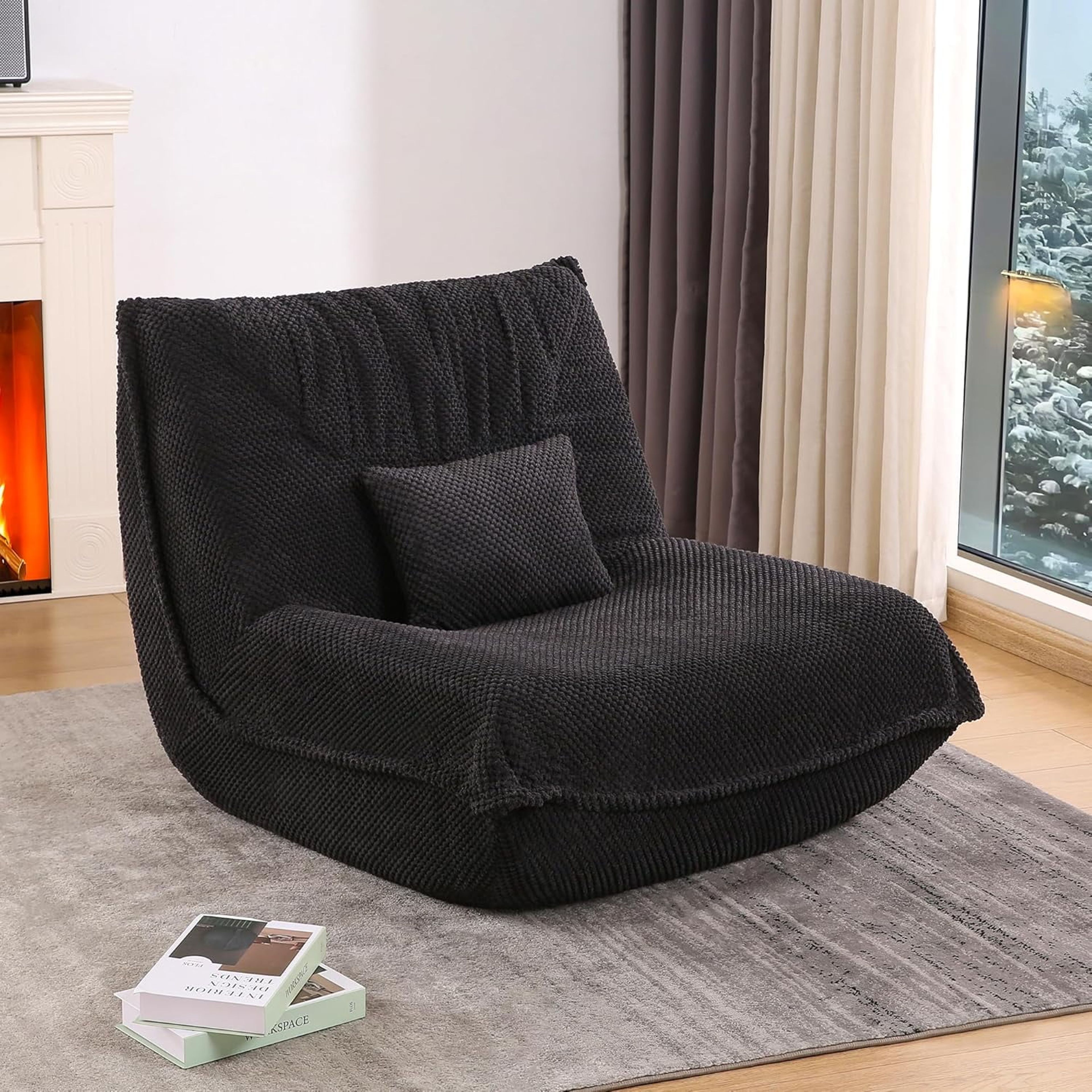 FIRAVOE Modern Modular Cloud Sofa Bean Bag Chair for Adults - Black