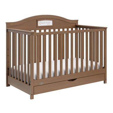 Graco Story 5-in-1 Convertible Baby Crib with Drawer and Reversible Headboard, Hazelnut