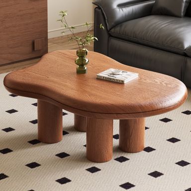 Guyii Cloud Shaped Coffee Table, 35.82" Modern Center Table with 4 Thick Legs, Small Cocktail Table for Living Room, Home, Easy Assembly, Walnut - Walmart.com