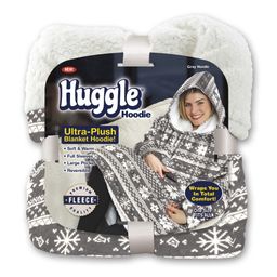 Huggle Ultra Plush Wearable Blanket Hoodie - Grey Nordic, One Size