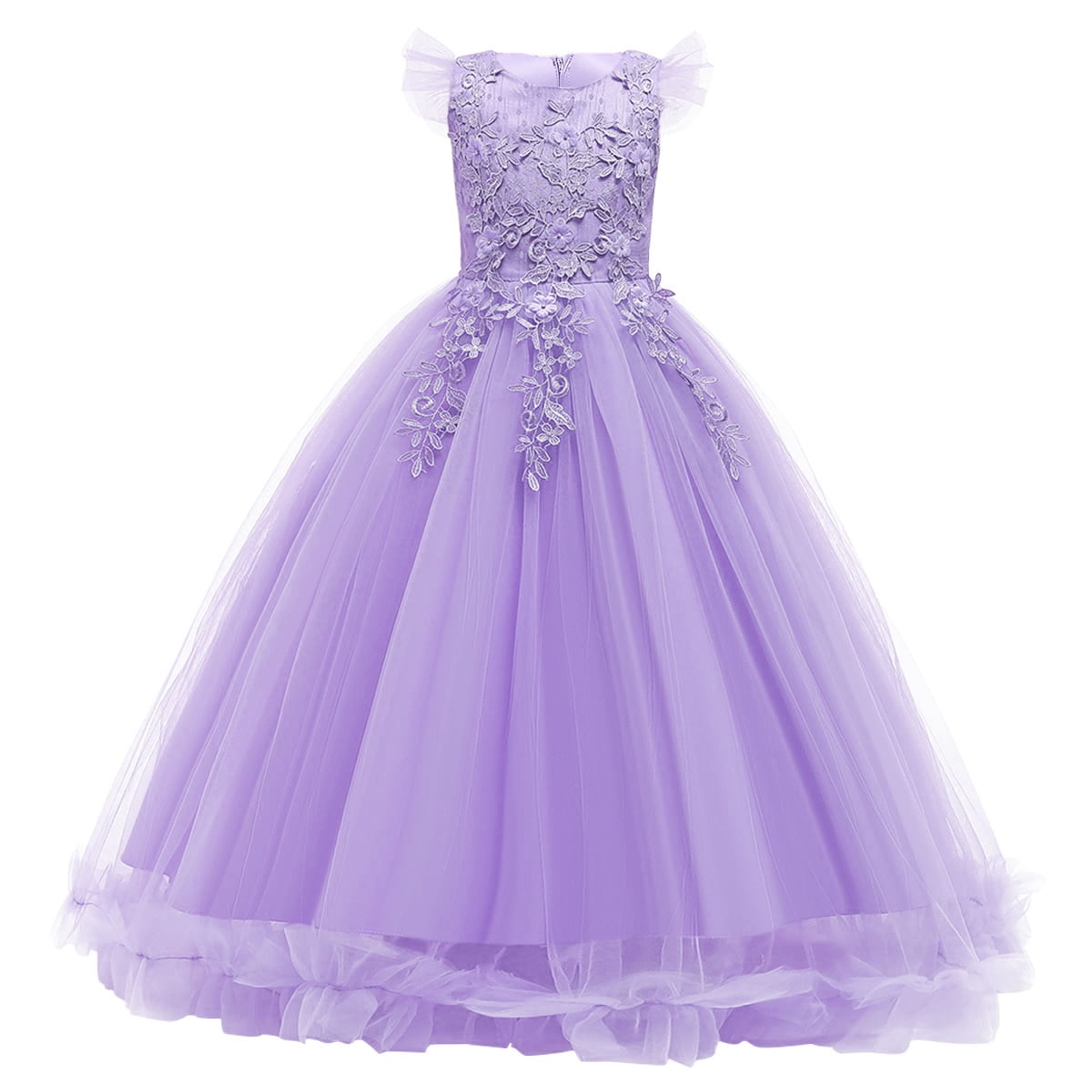 Light Purple Floral Maxi Dress for Girls 11-12 | Boho Bridesmaid Gown