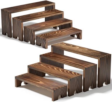 JDNRXO 2 Set Large Wooden Tiered Riser Display Stands for Vendor Events,Stackable Wooden Cupcake Stand,Vendor Booth Display Items,Food Display Risers for Party