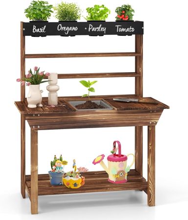 KOTEK Kids Potting , Fir Wood Outdoor Mud Table with 4 Pots, Chalkboard, Removable Sink, Storage Shelves, Mud Kitchen for Kids Outdoor Garden, Gift for Boys Girls 3+ - Walmart.com