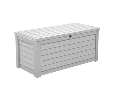 Keter Keter Outdoor Weather-Resistant 165 Gallon Resin Deck Box with Cushion, White