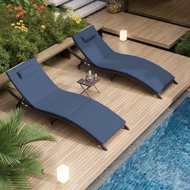 Kullavik Steel Foldable and Adjustable Backrest Chaise Lounge - Set of 3