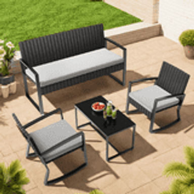 Lofka 4-Piece Patio Furniture Set Clearance, Outdoor Sectional Furniture Set for Patio, Garden, Backyard, Balcony, Dark Gray - Walmart.com
