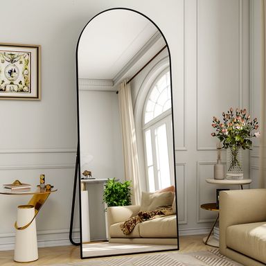 Lumora 65"x24" Arched Full Length Aluminum Alloy Standing Floor Mirror, Black - Walmart.com