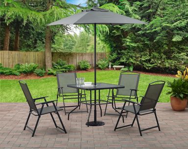Mainstays Albany Lane 6-Piece Outdoor Patio Dining Set, Gray/Black