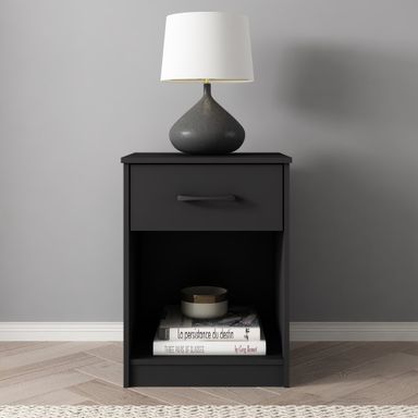Mainstays Ardent Nightstand with 1 Drawer, Black