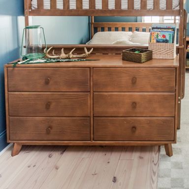 Max & Lily Solid Wood 6 Drawer Dresser, Pecan