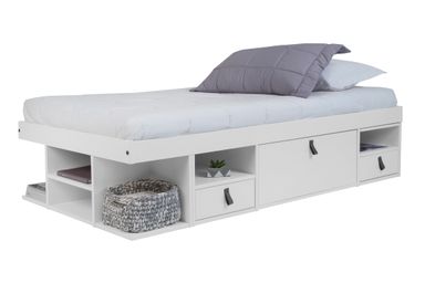 Free Shipping! Memomad Bali Storage Platform Sturdy Modern Bed Frame with Drawers & More (Twin Size, White Wood) - Walmart.com - Walmart.com