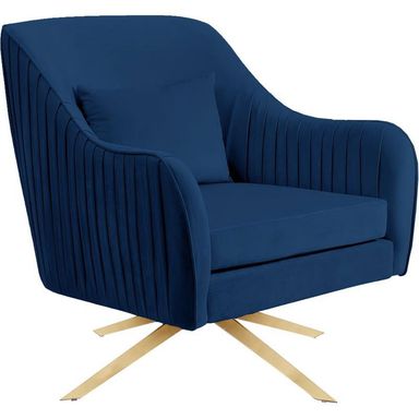 Meridian Furniture Paloma 17.5"H Velvet Accent Chair in Navy and Gold