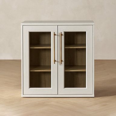 Mopio Blake Storage Cabinet, Sideboard Buffet Cabinet with Storage, Small Modular Accent Display Cabinet, Kitchen Coffee Bar Pantry Cabinet, Media Console Credenza for Living Room (Acrylic, White)