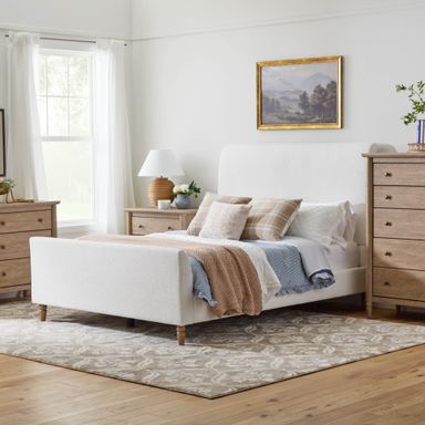 My Texas House Flynn Boucle Platform Bed, King, Cream