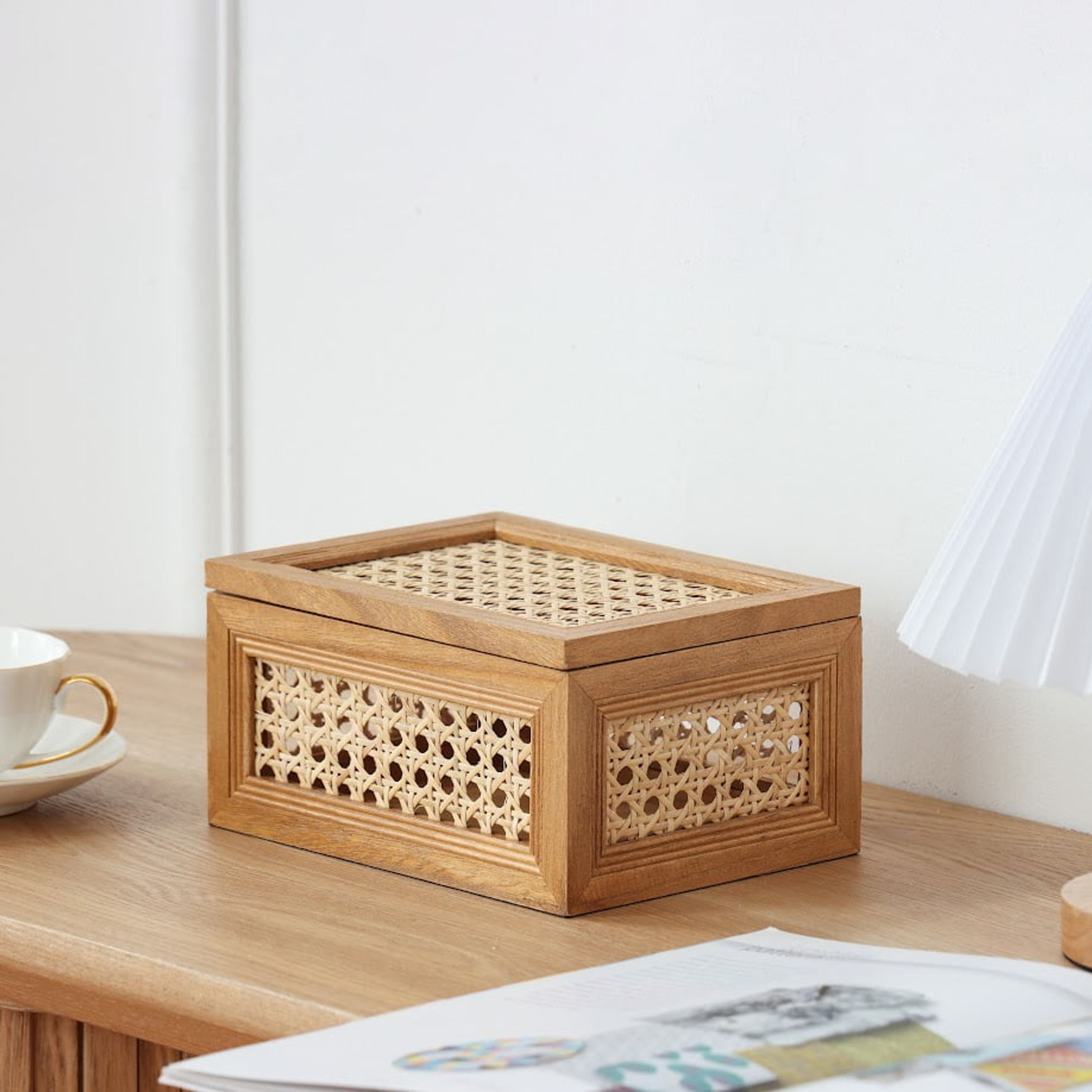 Sterling & Noble Oblong Rattan Wood Decorative Box