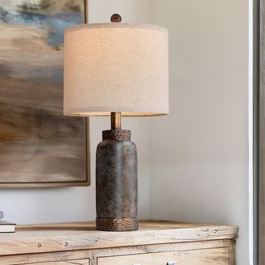Oneach Farmhouse Table Lamp for Living Room Bedroom 20.25" Retro Nightstands Bedside Lamps Resin Home