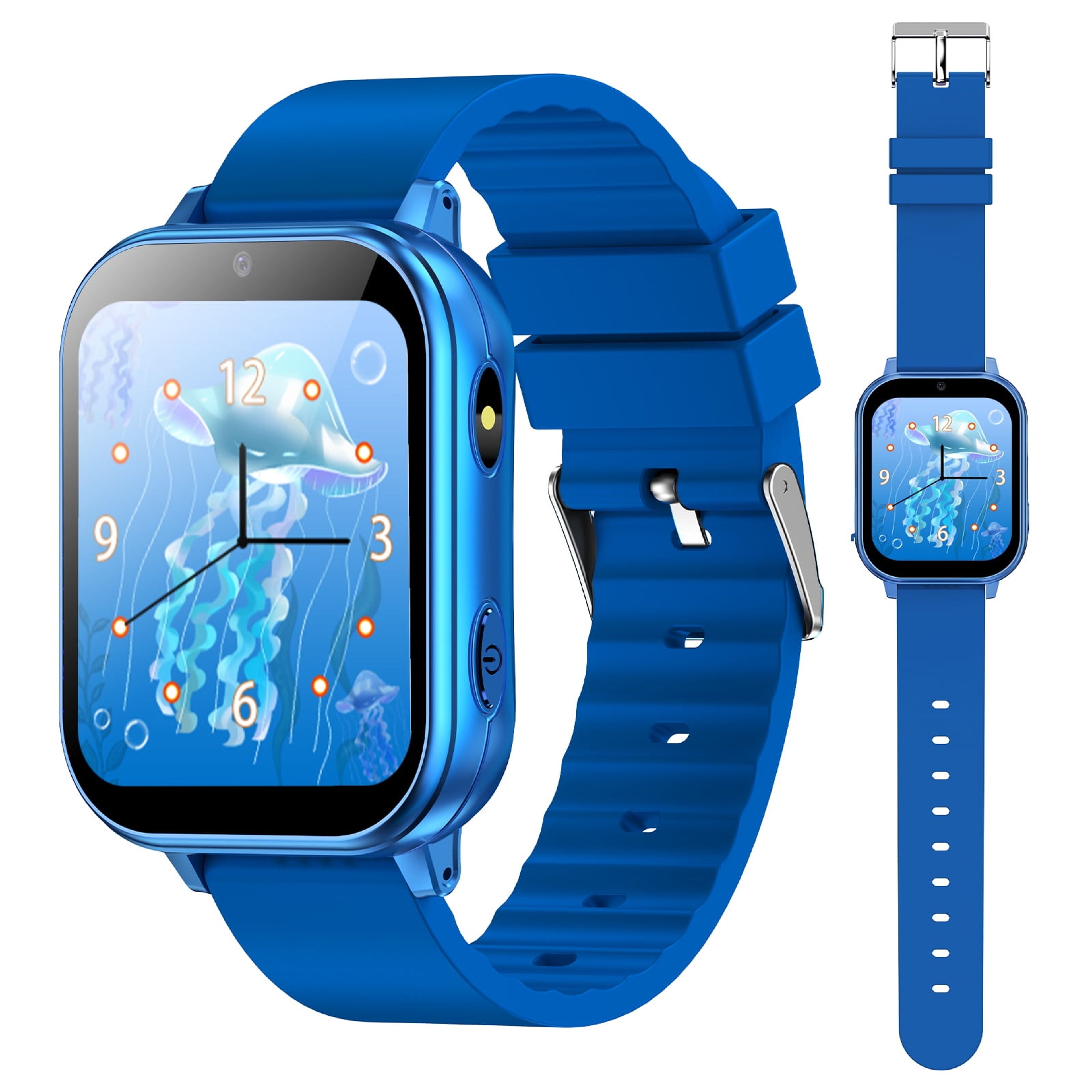 PTHTECHUS Kids Smartwatch 1.54" Aluminum Blue Band - 22 Games & Music