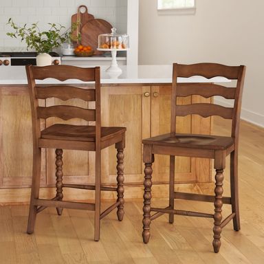Pioneer Woman Harper Counter-Height Wood Stools, 2 Pack, Homestead Brown - Walmart.com