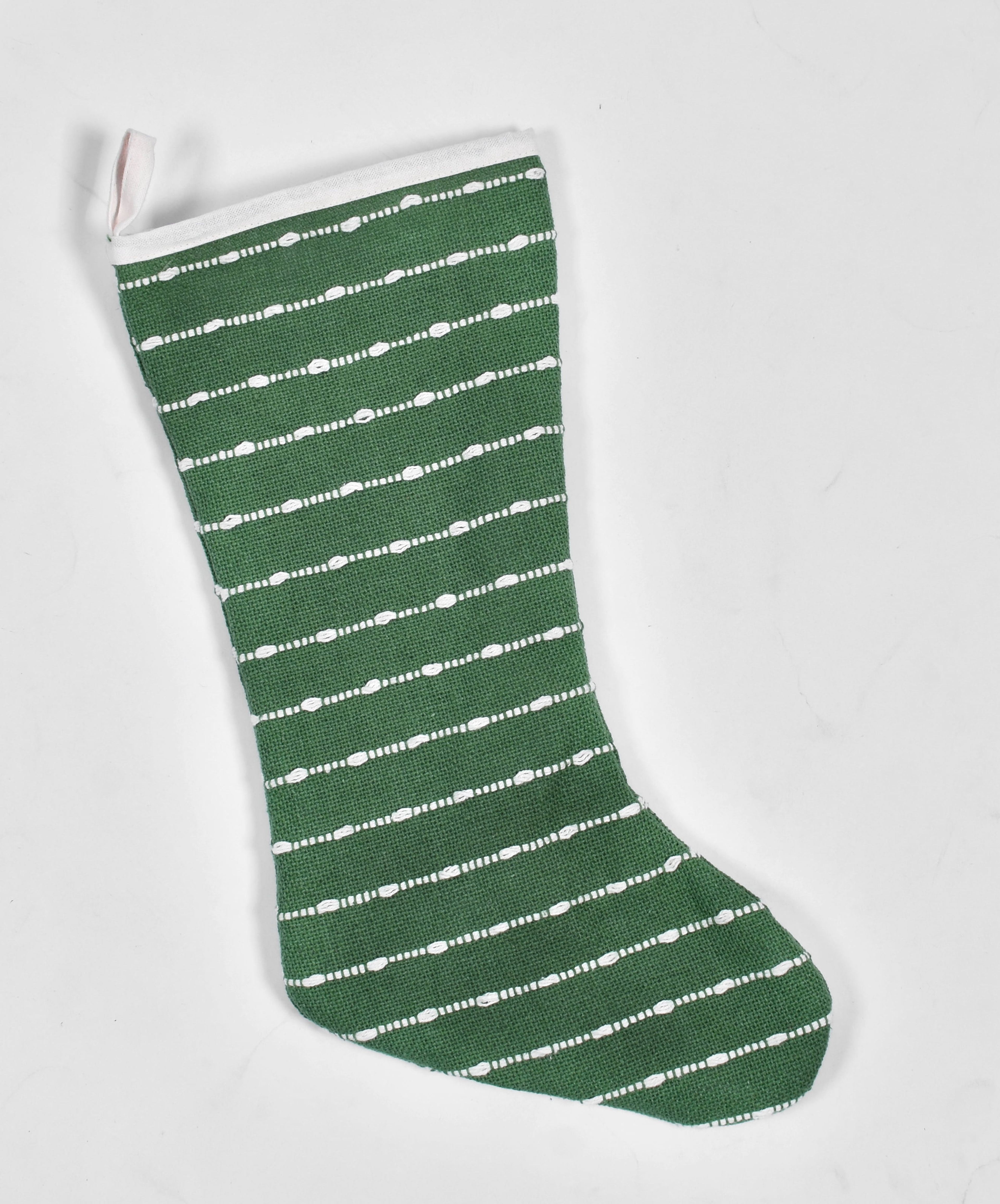 Holiday Time Rustic Green White Christmas Stocking 20 Inch