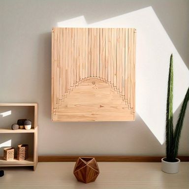 Space Saving Wall Mounted Folding Table - Bamboo-like Finish Foldable Desk for Home Office, Kitchen & Living Room, No Assembly Needed