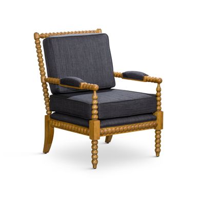 Spindle Accent Chair with Padded Armrest, Modern Thick Upholstered Armchair with Solid Wood Frame, Leisure Accent Chair Sofa Chair for Living Room Bedroom, Balcony, Oak