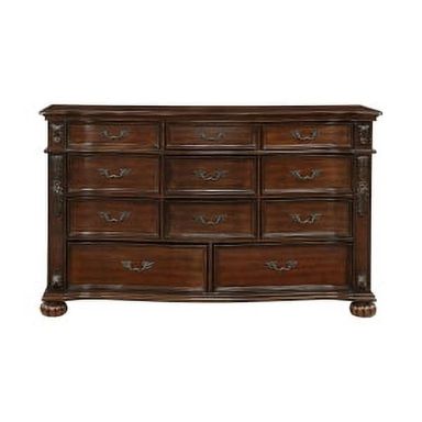 Traditional Adelina Dresser with Serpentine Front and Cherry Finish