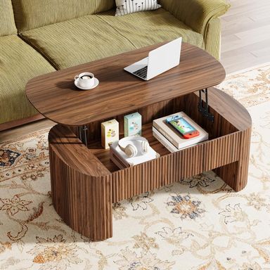 Tribesigns Lift Top Coffee Table for Living Room, 47-Inch Rustic Lift Up Tabletop Center Tables with Hidden Compartment, Rustic Brown