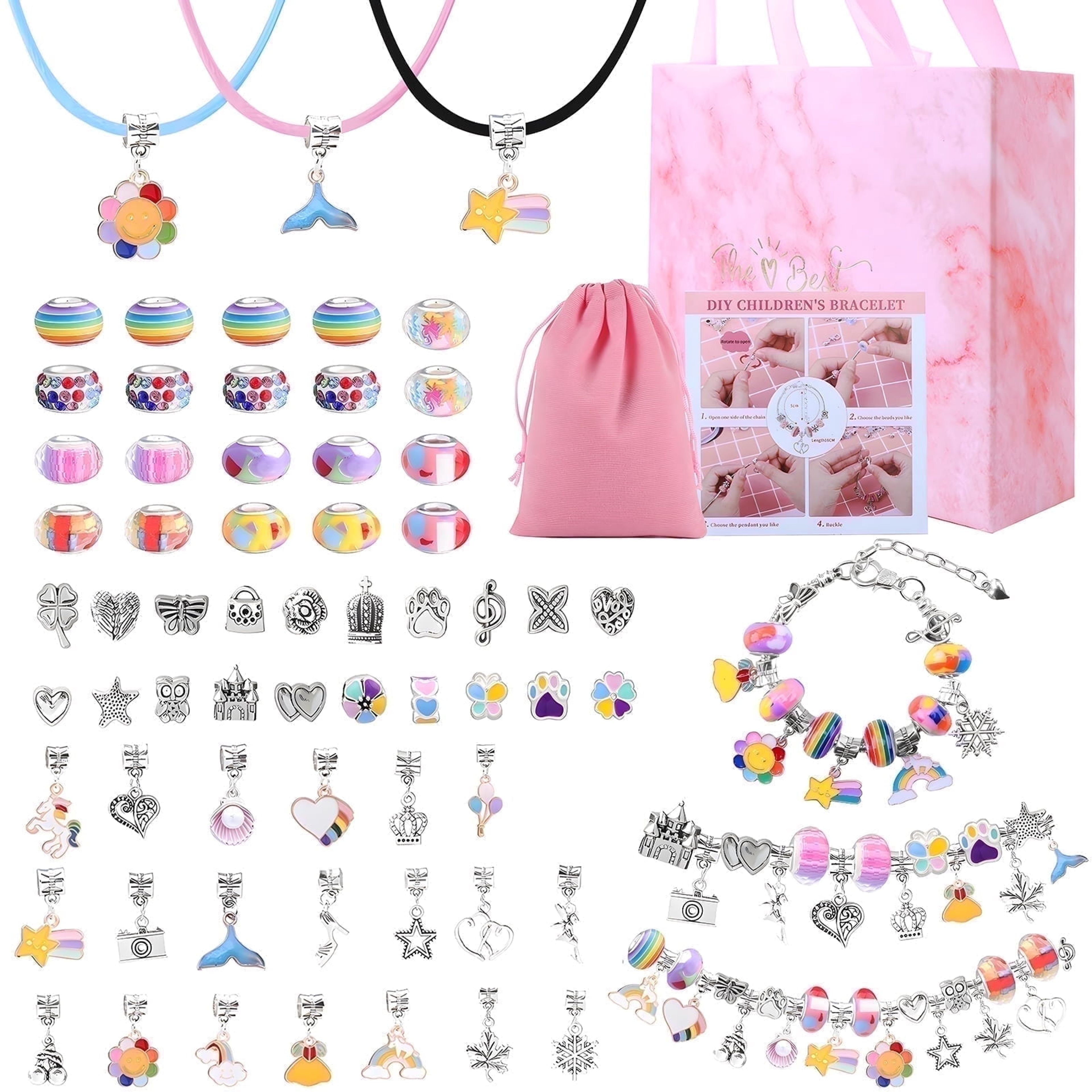Yalumo 67-Pc DIY Charm Bracelet Making Kit for Girls - Birthday Gifts