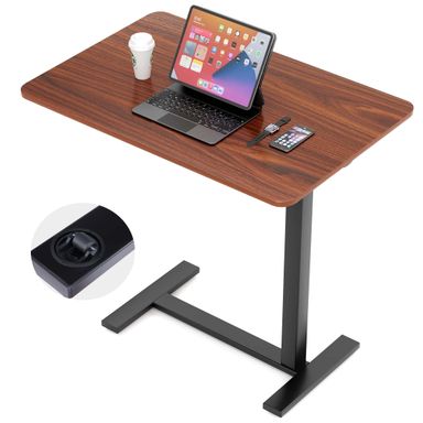 ZUNMOS Adjustable Overbed Laptop Desk Bedside Desk With Hidden Wheels for Home, Overbed Desk, Brown