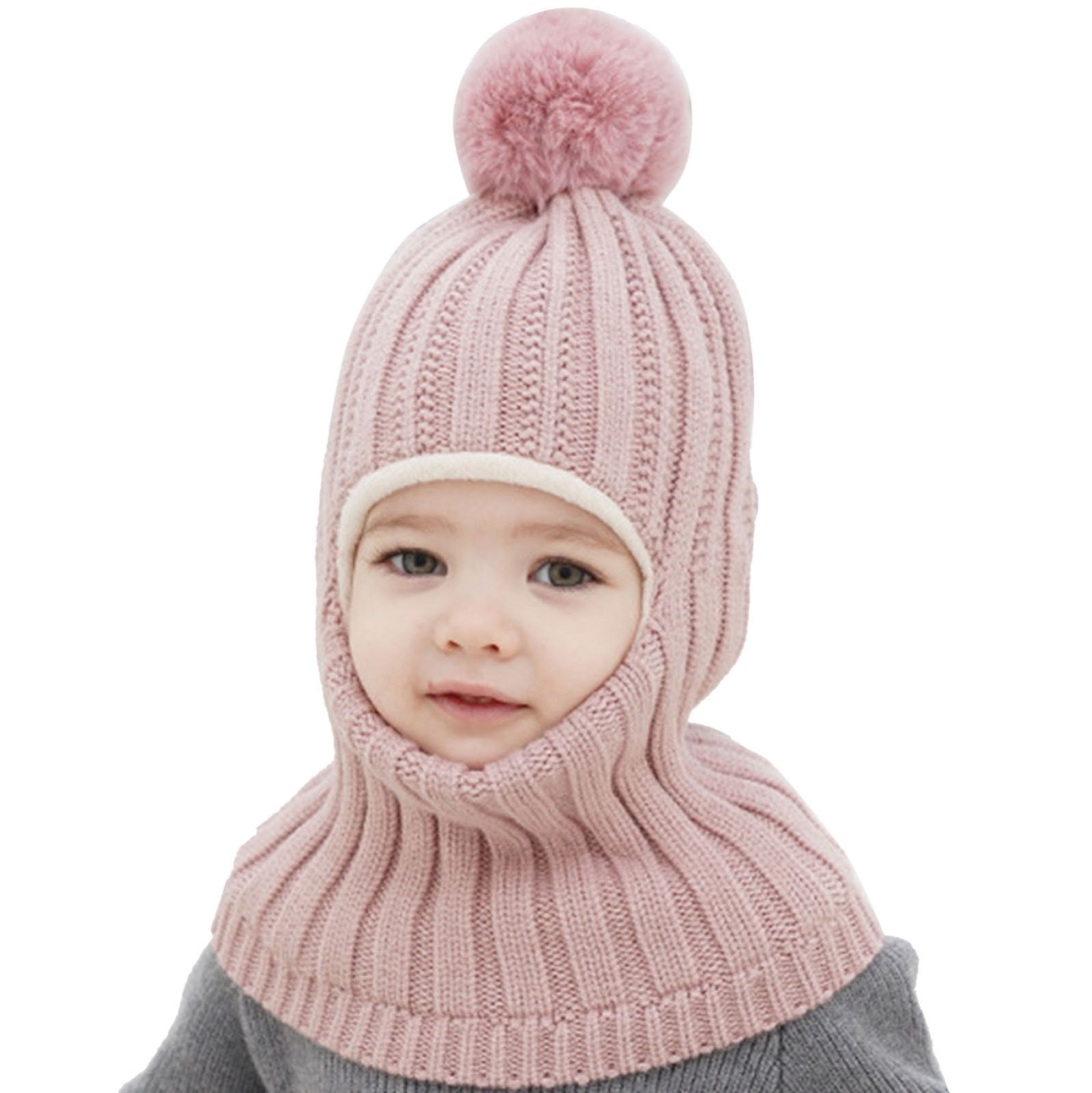 Pink Fleece Kids Ski Balaclava Mask - Warm Winter Hat for Toddlers