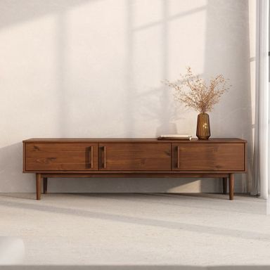 Meuble TV TECCA L 180 cm 3 portes en bois massif - Coloris châtaignier acheter en ligne | IDIMEX