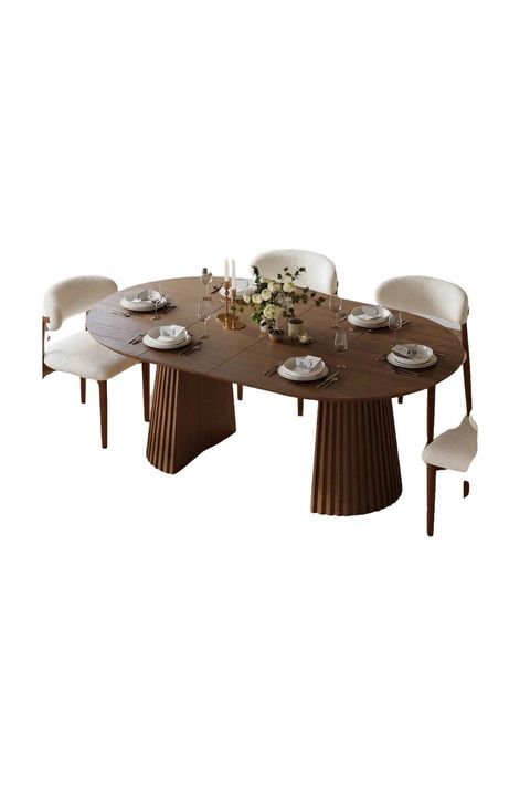 47"-79" Extendable Walnut Dining Table with Fluted Base (with coupon)