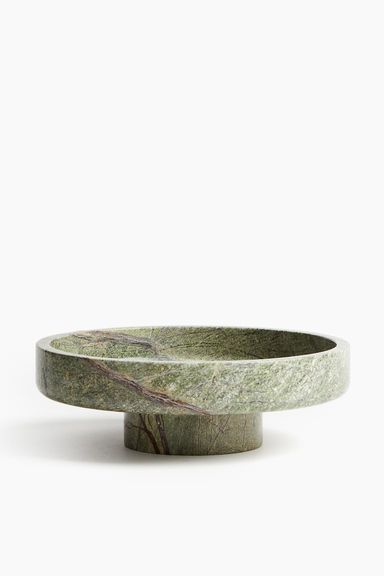 Footed marble serving bowl
