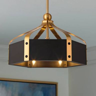 26&quot; Savoy House Sheffield Black and Brass LED Fandelier with Remote