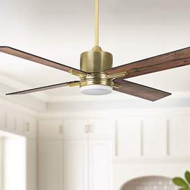 52" Craftmade Teana Satin Brass LED Indoor Ceiling Fan Wall Control - #74R08 | Lamps Plus