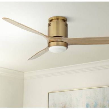52&quot; Windspun Soft Brass LED DC Hugger Ceiling Fan with Remote
