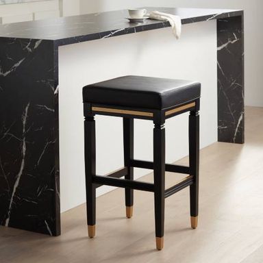 55 Downing Street Jaxon 31 1/4&quot; High Black Faux Leather Barstool