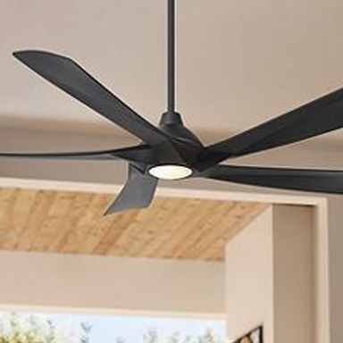 60&quot; Possini Euro Eloquent Matte Black Damp LED Remote Ceiling Fan | www.lampsplus.com