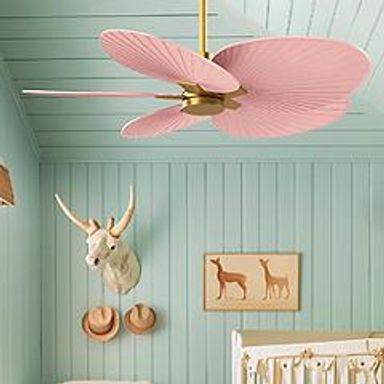 Alessandra Tropical 48&quot; Brass Ceiling Fan w/ Light Pink Blades | www.lampsplus.com
