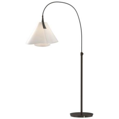 Hubbardton Forge Mobius 66 1/2&quot; Spun Frost Shade Bronze Arc Floor Lamp
